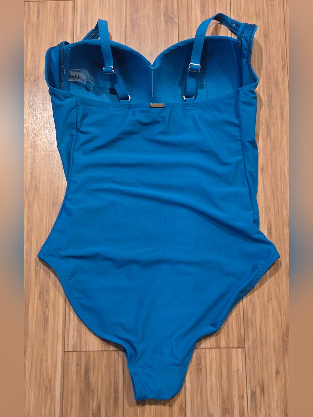 Nicole Miller Blue Ruched One-Piece Swimsuit - Picture 3 of 7
